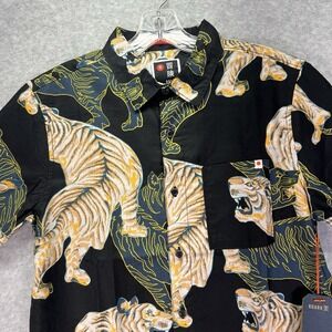 Roark Shirt Mens Small Black Shadow Tiger Journey Aloha From Japan Button Up